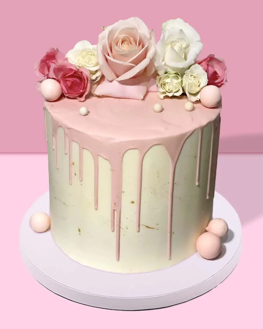 Pink drip cake order online London Wembley